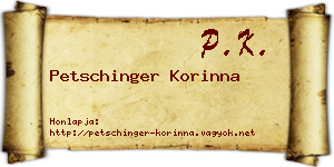 Petschinger Korinna névjegykártya